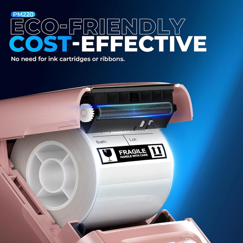 Nelko PM220 Bluetooth Label Maker Machine with Tape, 2 Inch Portable Thermal Printer for Small Business, Address, Logo, Clothing, Sticker Printer for Phones & PC, Pink - Image 3